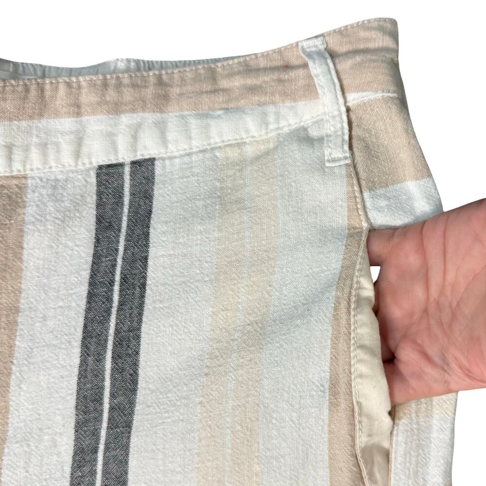 Anthropologie Beige Black White Neutral Stripe Linen Blend Wide Leg Pants size M - Picture 11 of 12